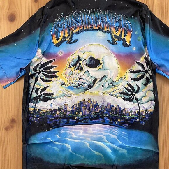 Casablanca Short-Sleeve Cuban Collar Silk Shirt - Picture 5 of 8